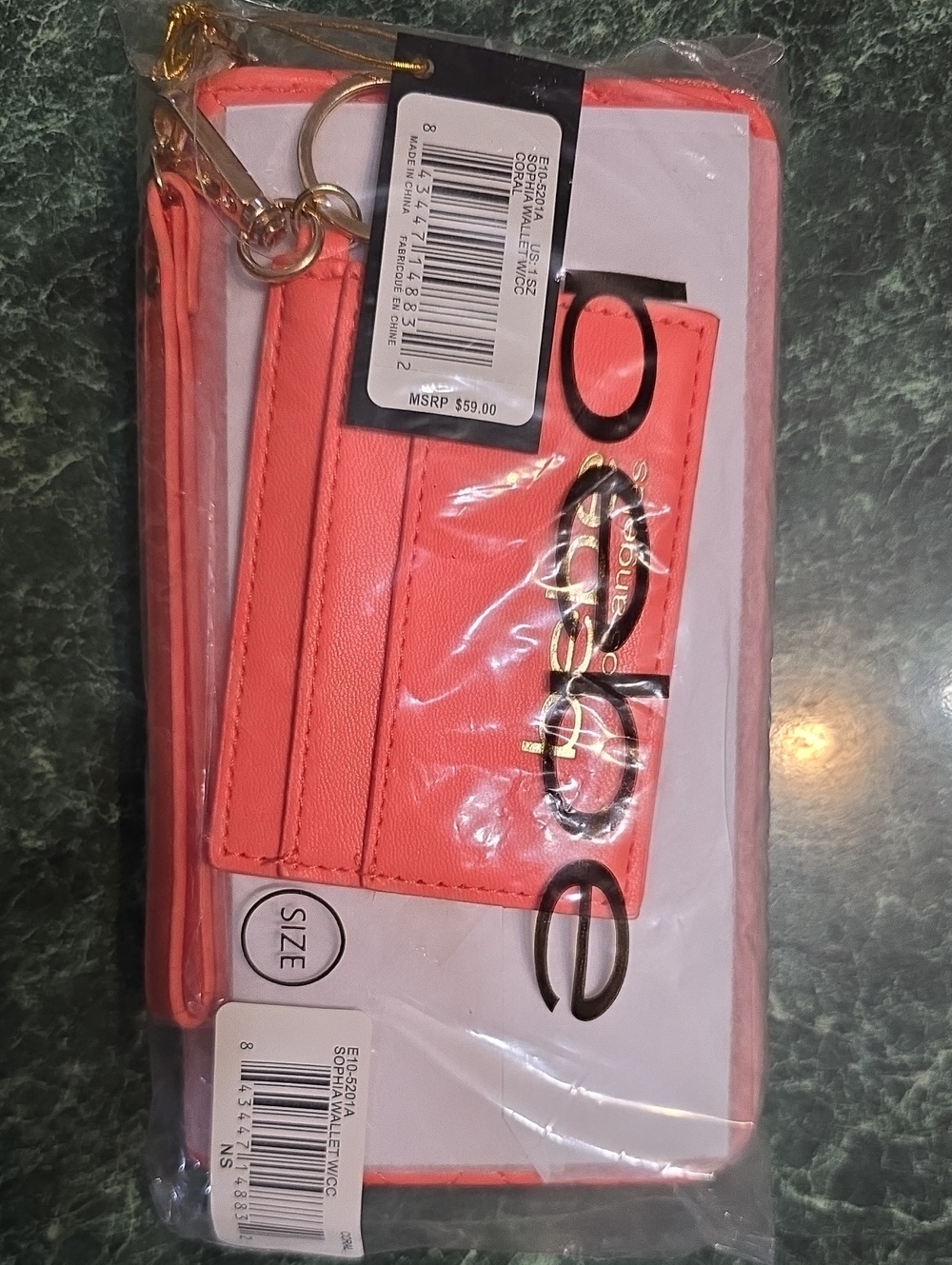 NWT bebe Coral Sophia Wallet W/CC MSRP $49